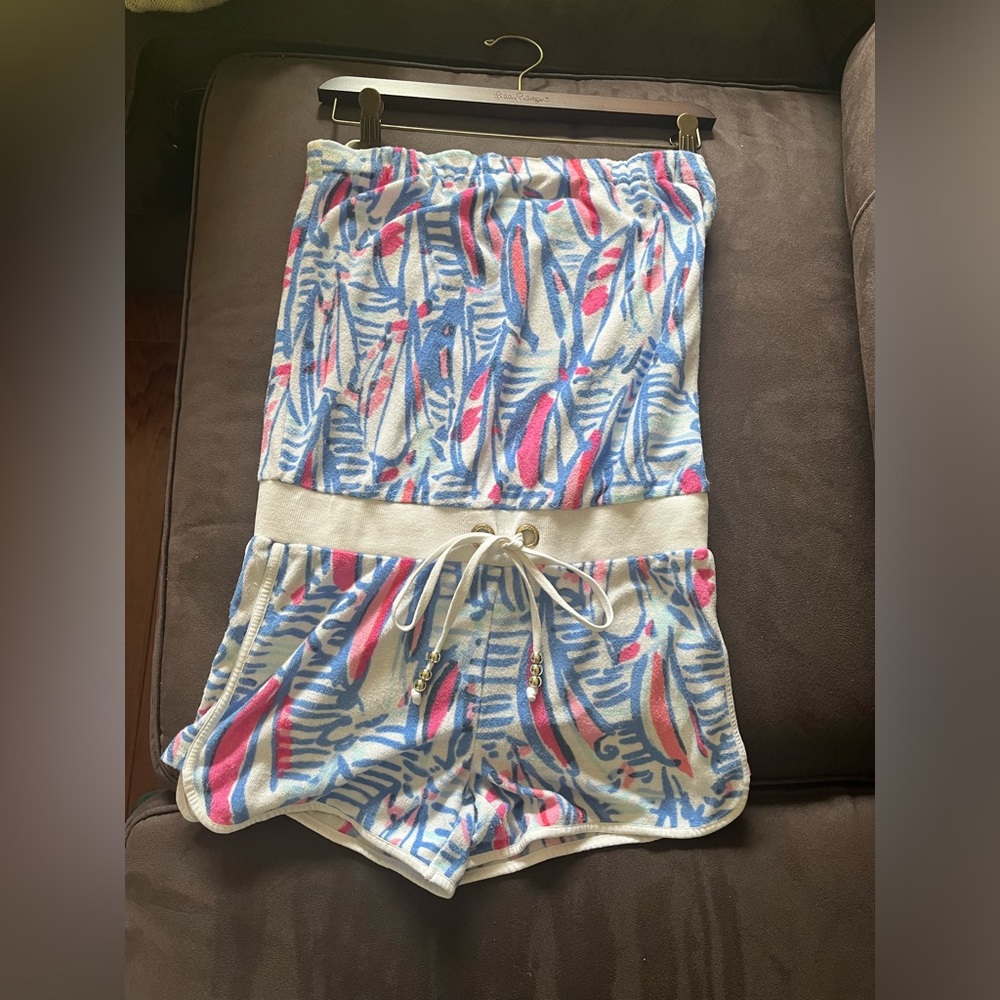 Lilly Pulitzer Sailboat Nautical Strapless Terrycloth Romper